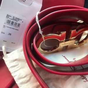New red authentic designer belt w/receipt